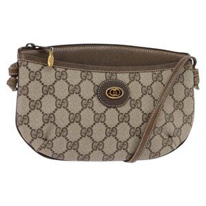 Authentic GUCCI GG Supreme Shoulder Bag PVC Beige Gold 904 02 020